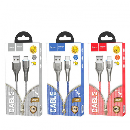 Кабель Hoco U59 Enlightenment, USB - USB Type-C, 1.2 м, красный